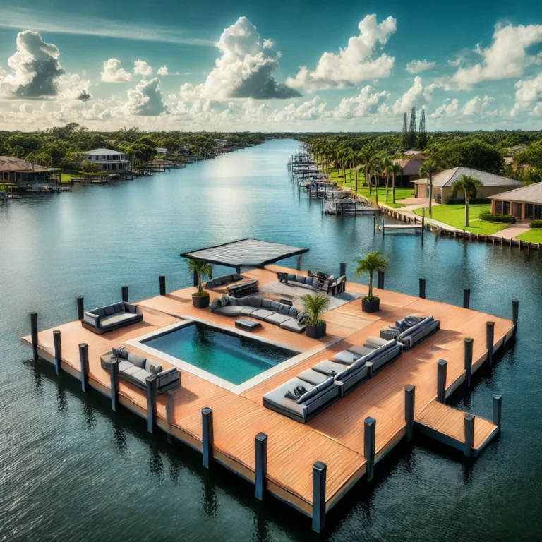 Custom dock in Vero Beach with a scenic waterfront view and modern design Vero Dock